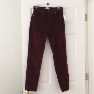 Dark Red Velvet Skinny Jeans Free People NWT